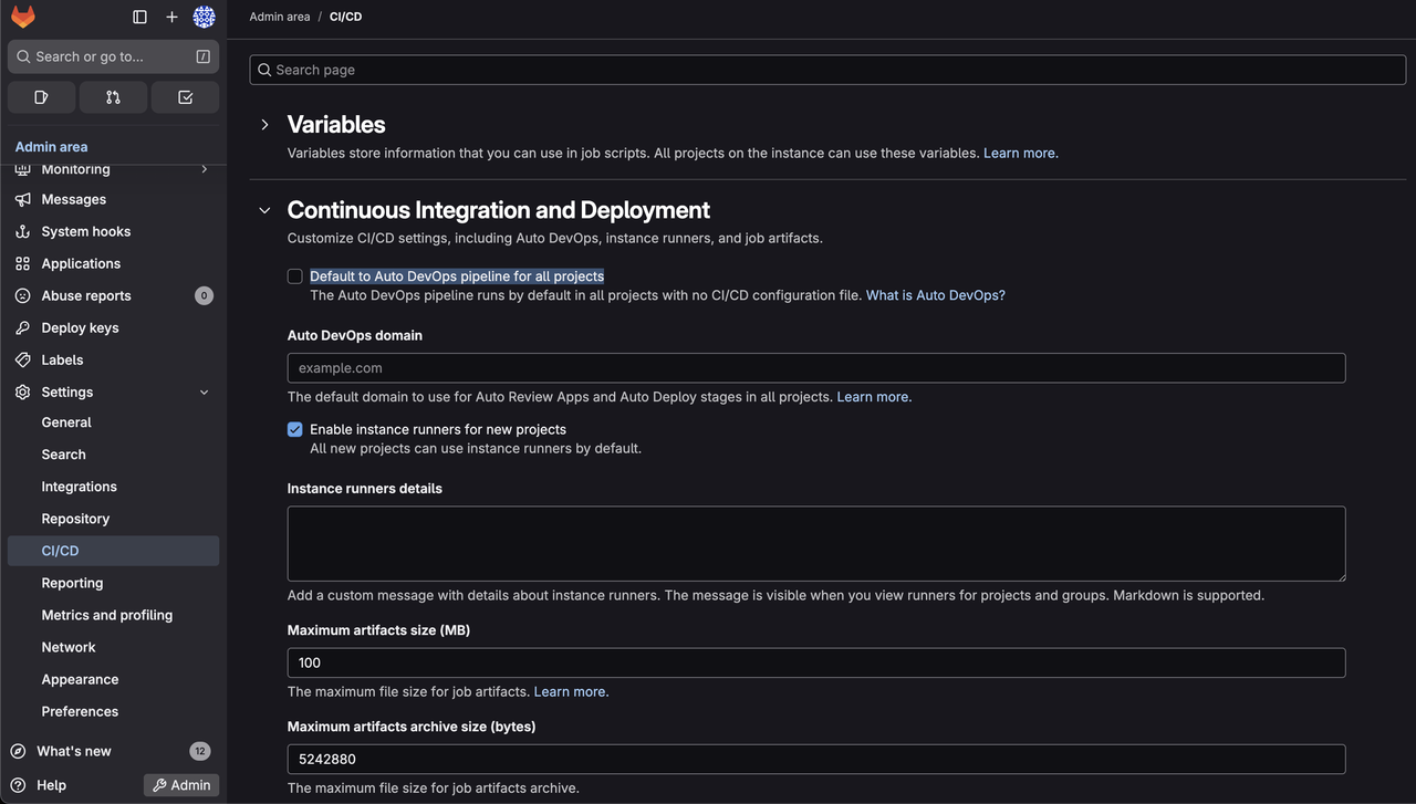 Disable auto devops