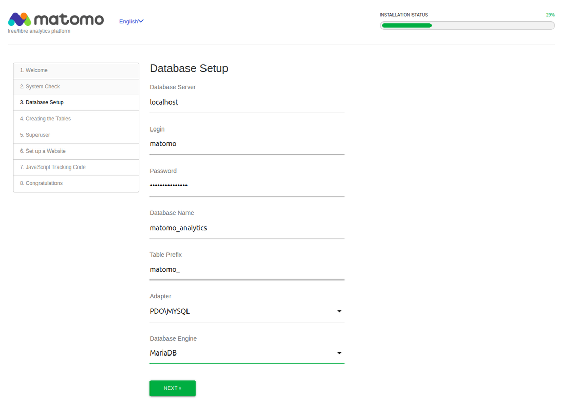 Database set-up