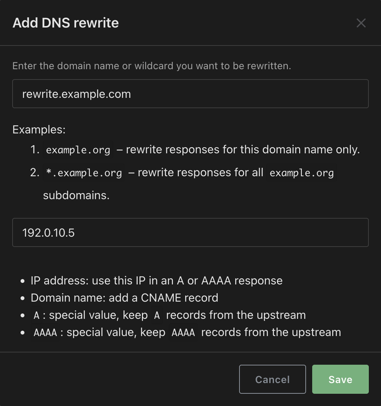 Input domain and server IP