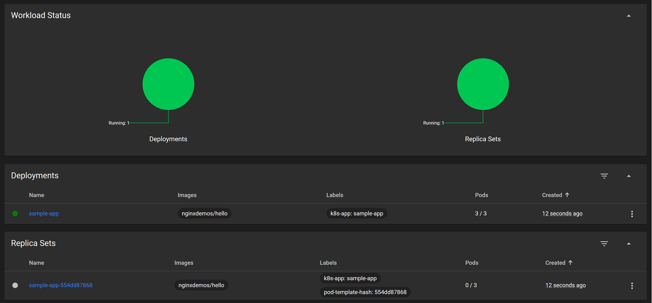 Check the application workload status