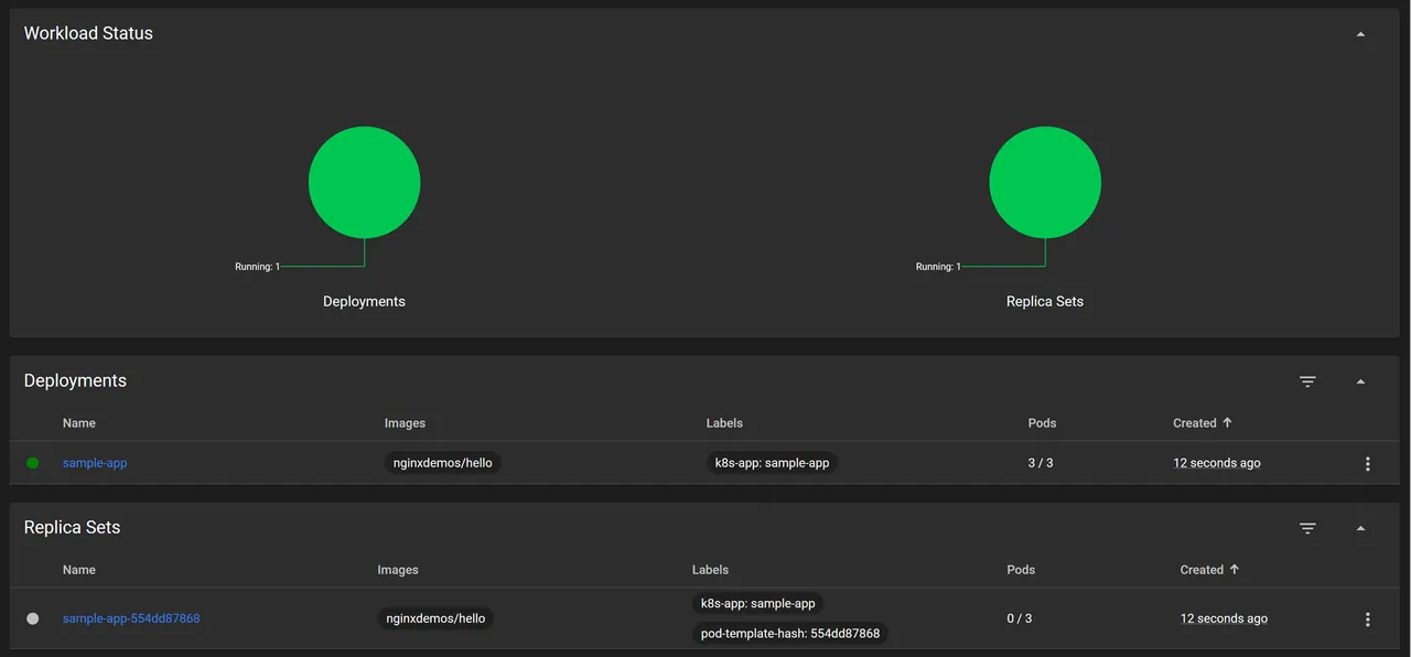 Check the application workload status