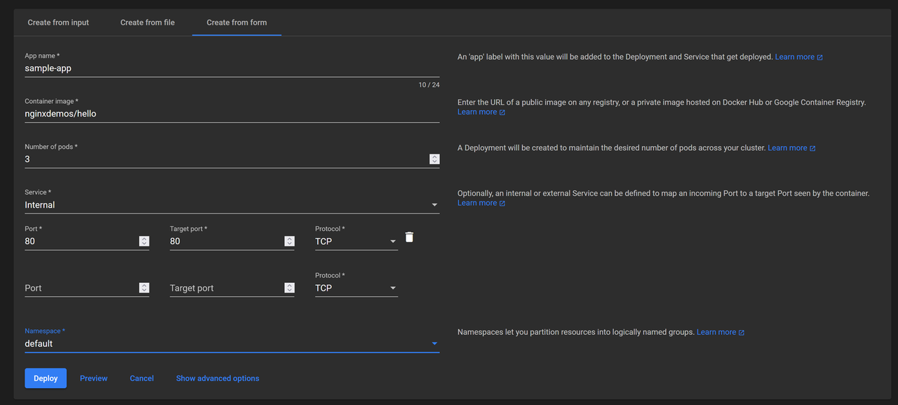 Create Application from Form