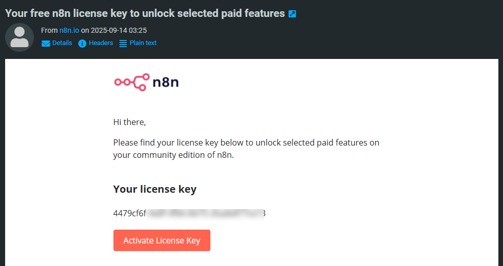n8n License Key Information