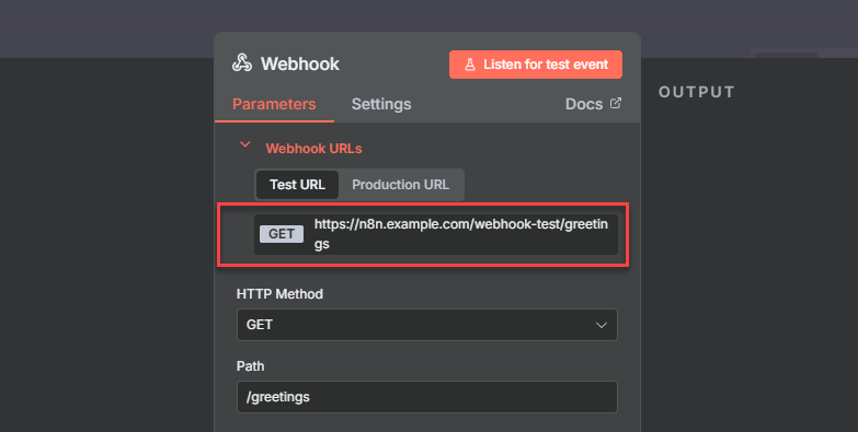 Copy Webhook URL
