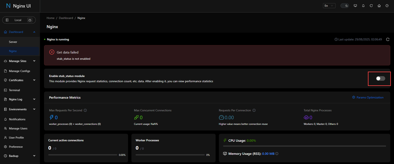 Enable the Nginx module