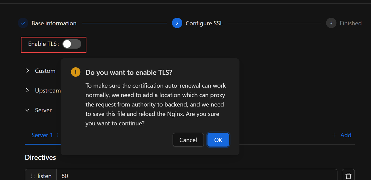 Enable TLS