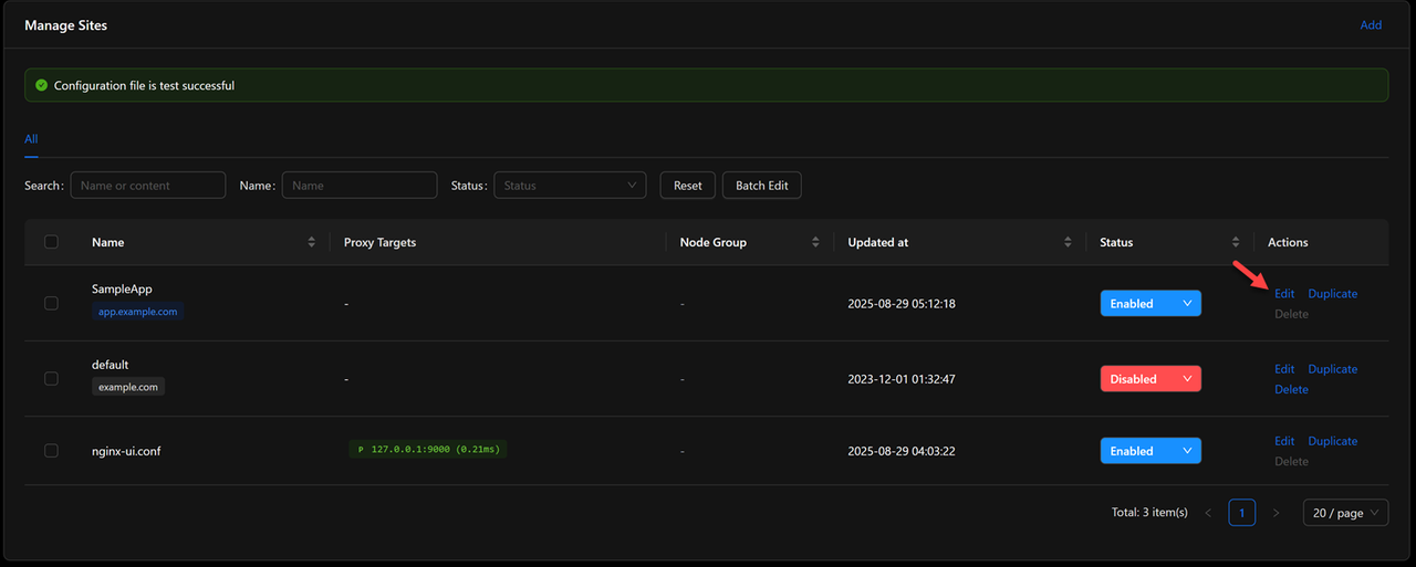 Edit the Nginx Virtual Host Configuration