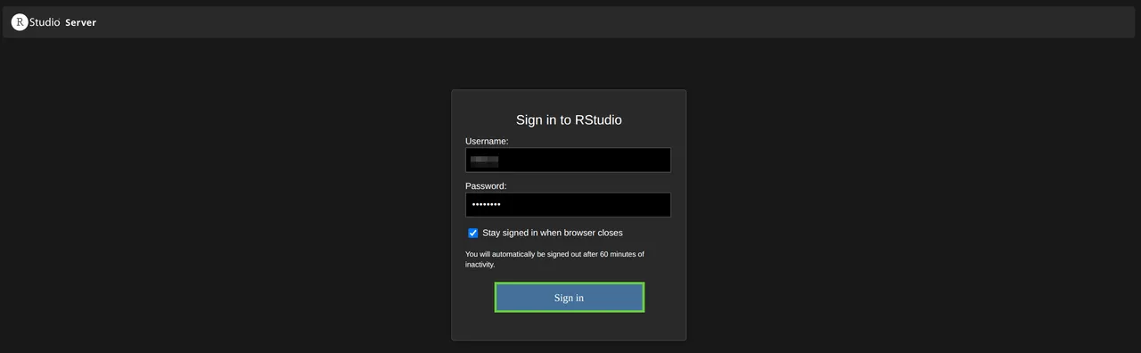 RStudio Server Login