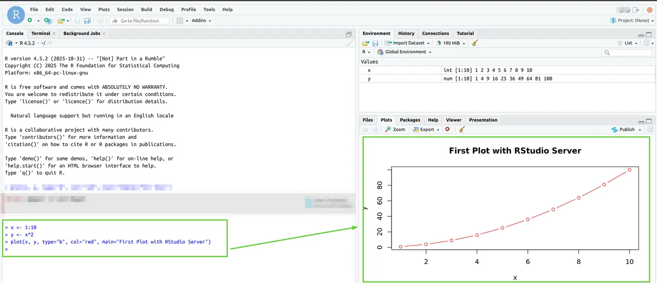 RStudio Server Plot