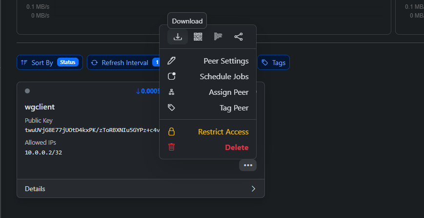 Download WG Client Configuration