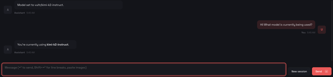 Vultr Kimi K2 Model Response
