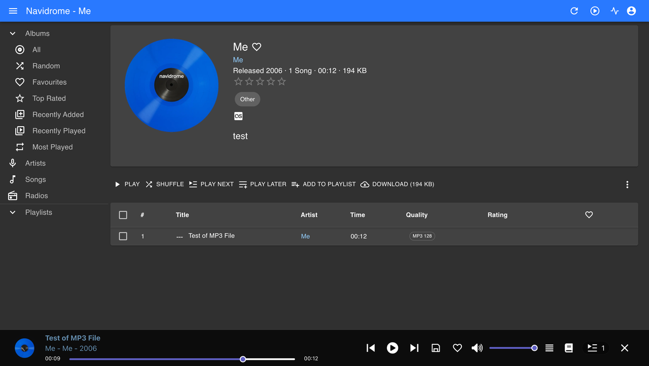 Navidrome start playback