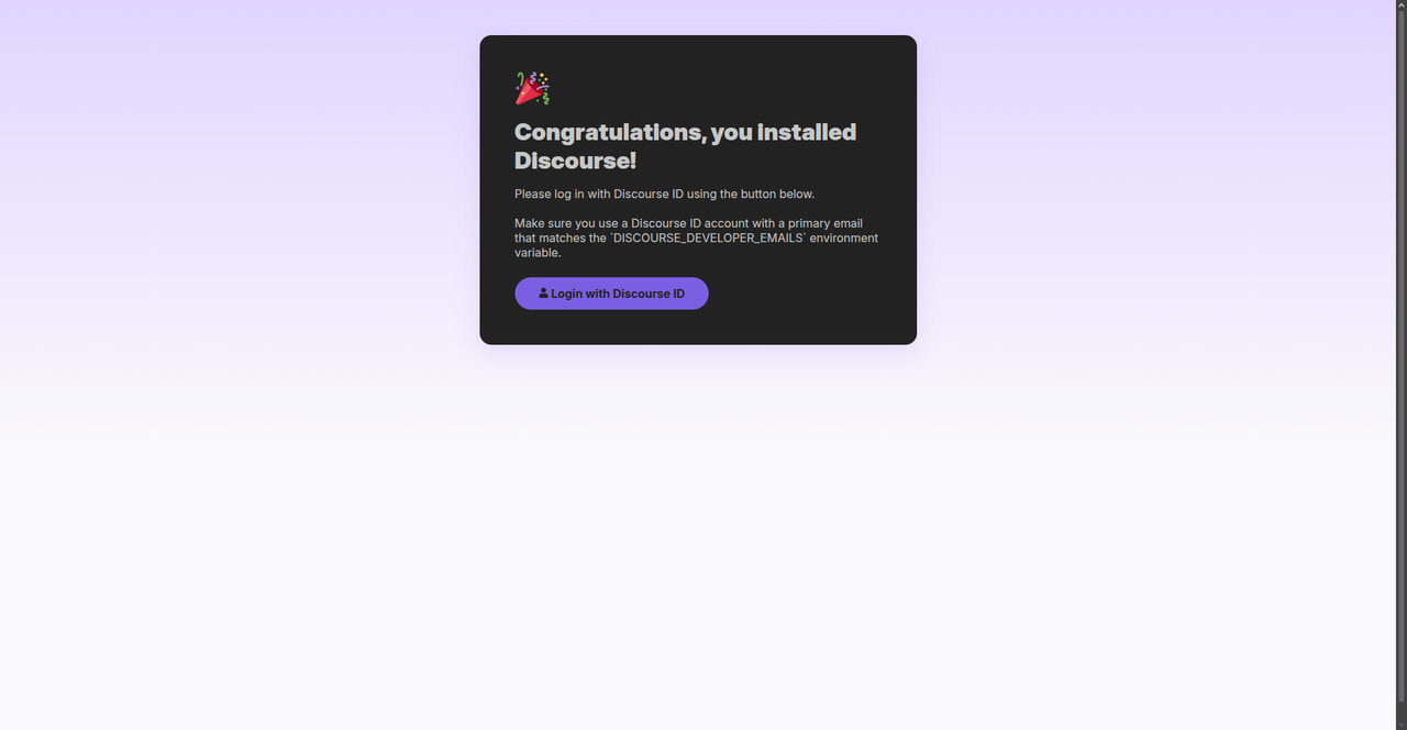 Discourse Login Screen