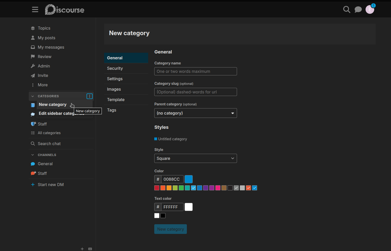 Discourse Category Creation