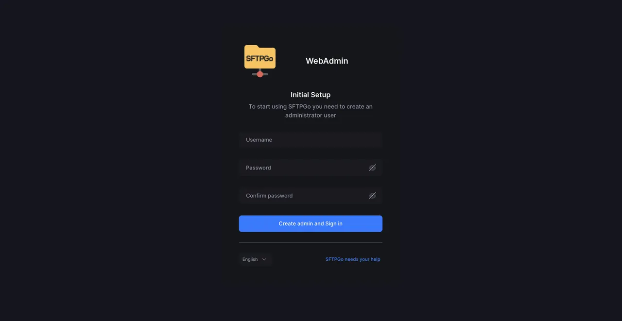 SFTPGo web admin dashboard
