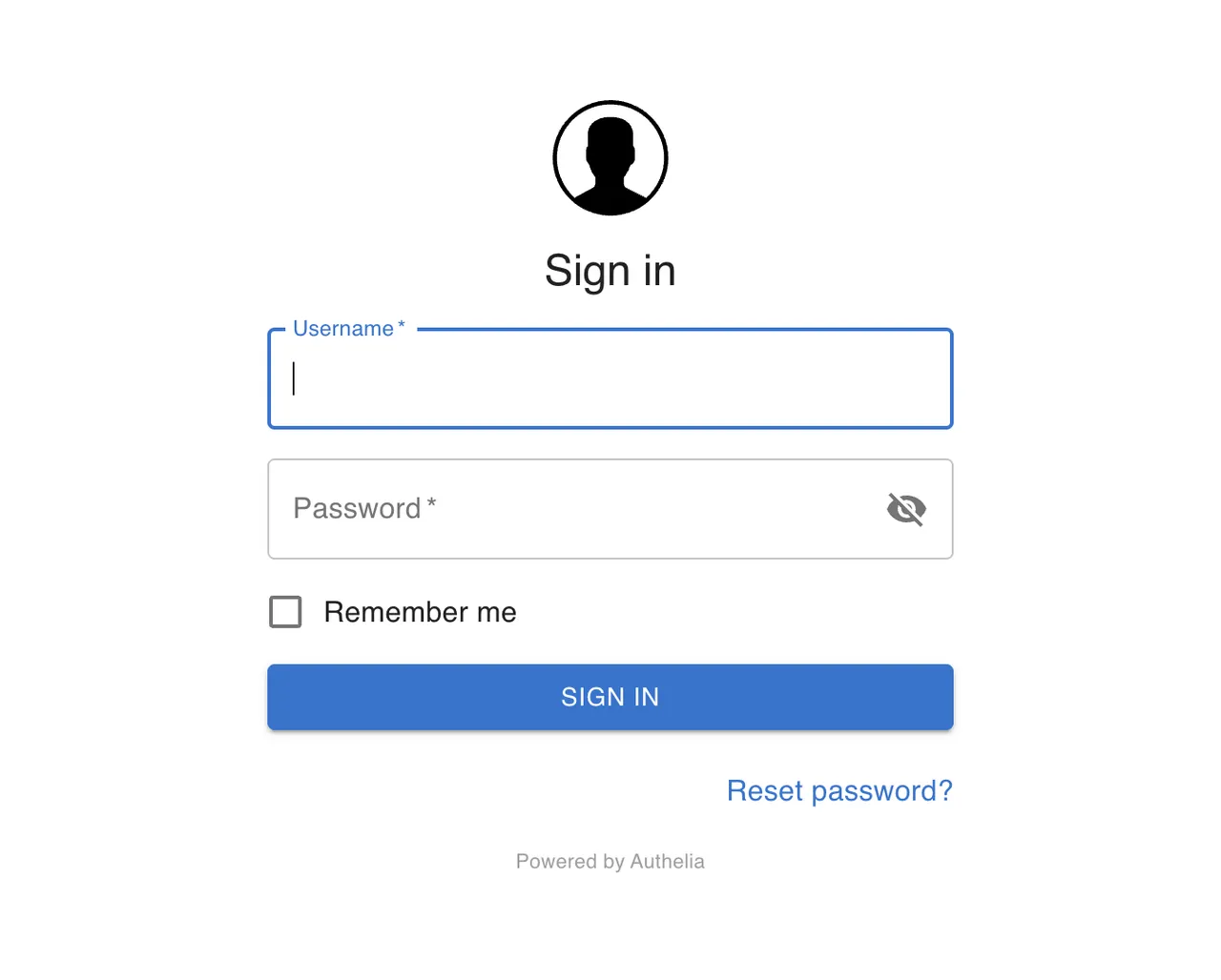 Authelia sign in page