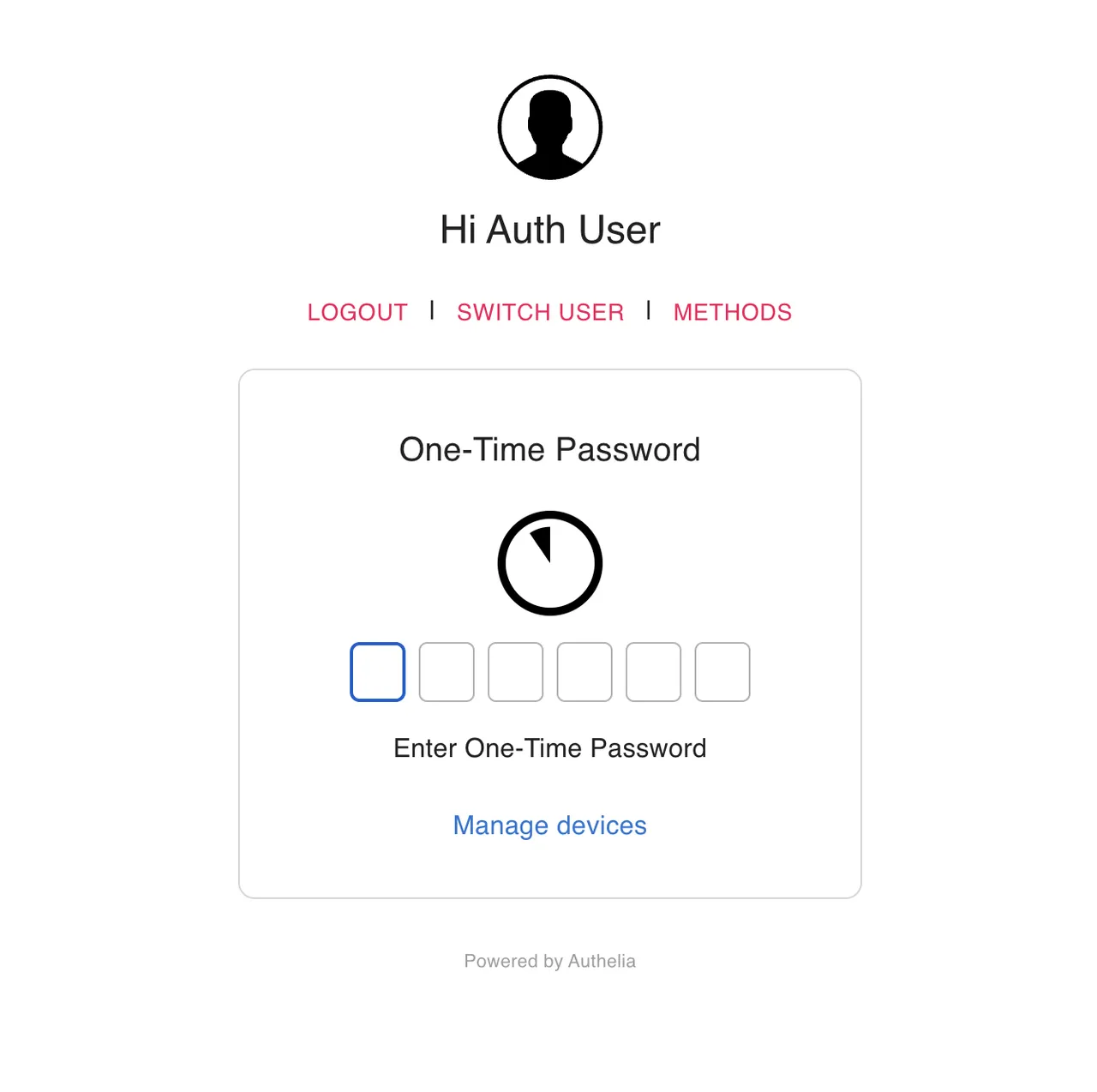 Authelia TOTP entry prompt
