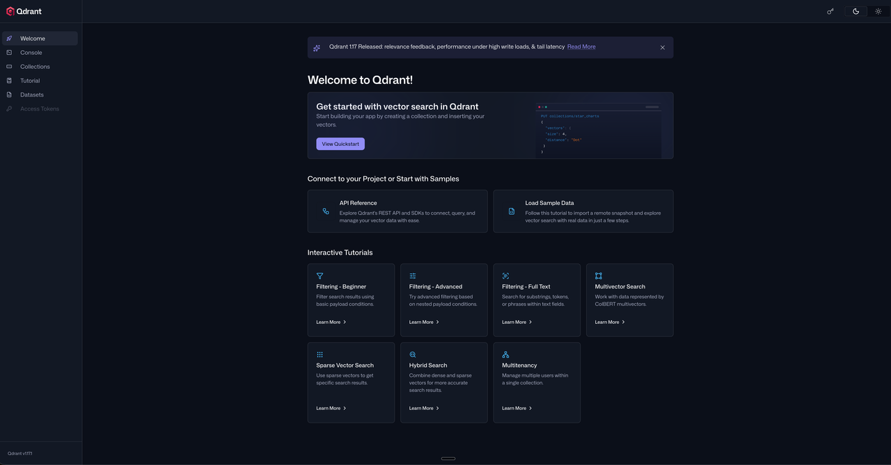 Qdrant dashboard