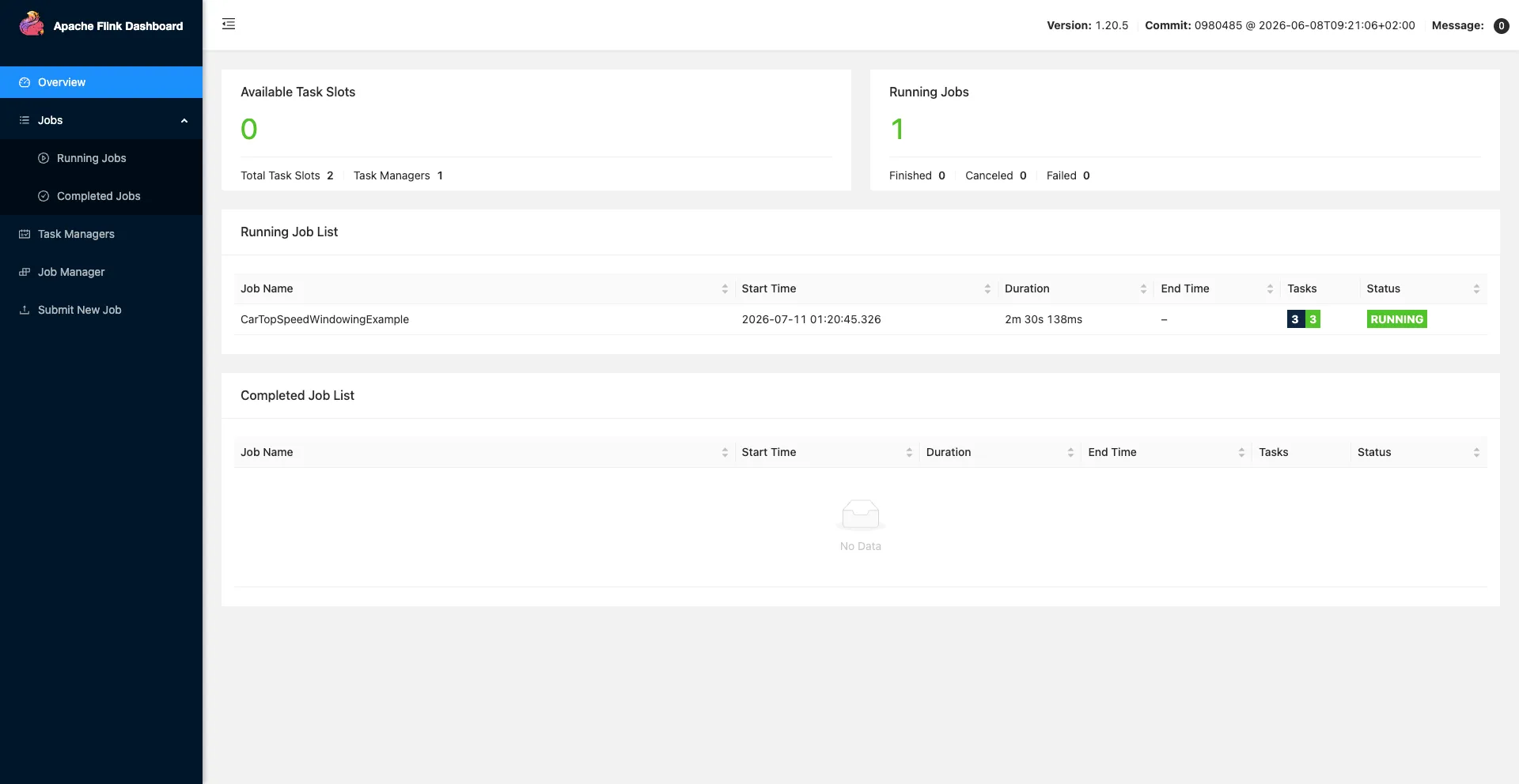 Flink dashboard
