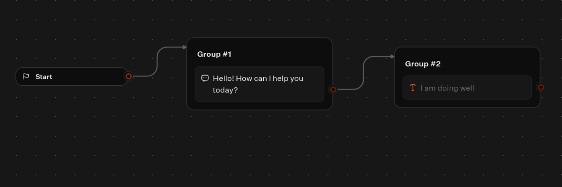 Connecting a text block and input block in the Typebot visual editor