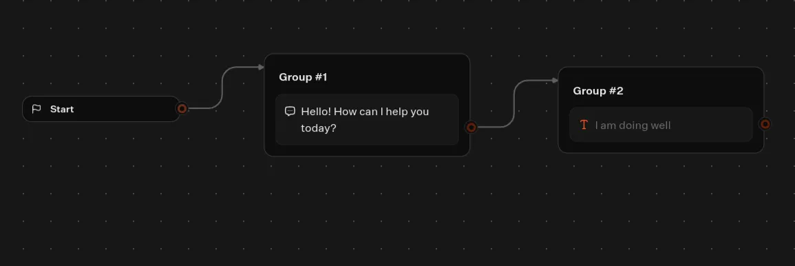 Connecting a text block and input block in the Typebot visual editor