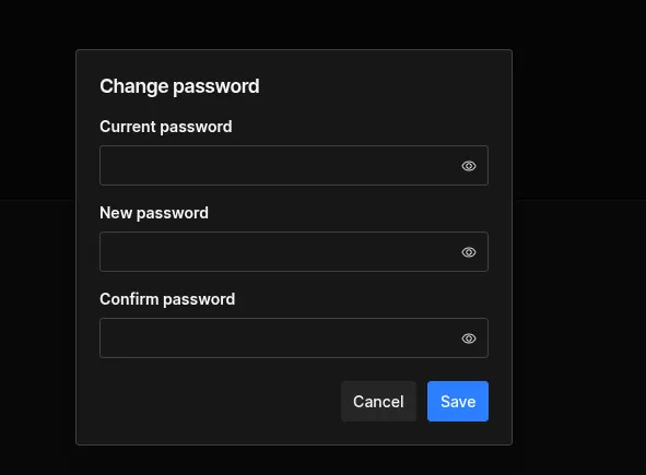Umami change password screen