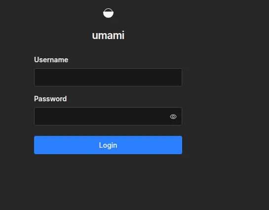 Umami login page