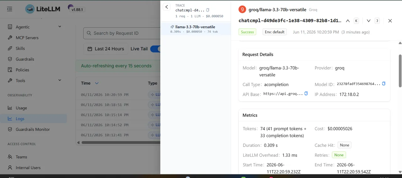 LiteLLM Logs Page